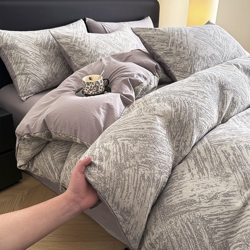 Three-Layer Yarn Jacquard 100% Four-Piece Pure Cotton Duvet Cover Bed Sheet Student Dormitory Three-Piece Set Factory Wholesale_maomaolike.com