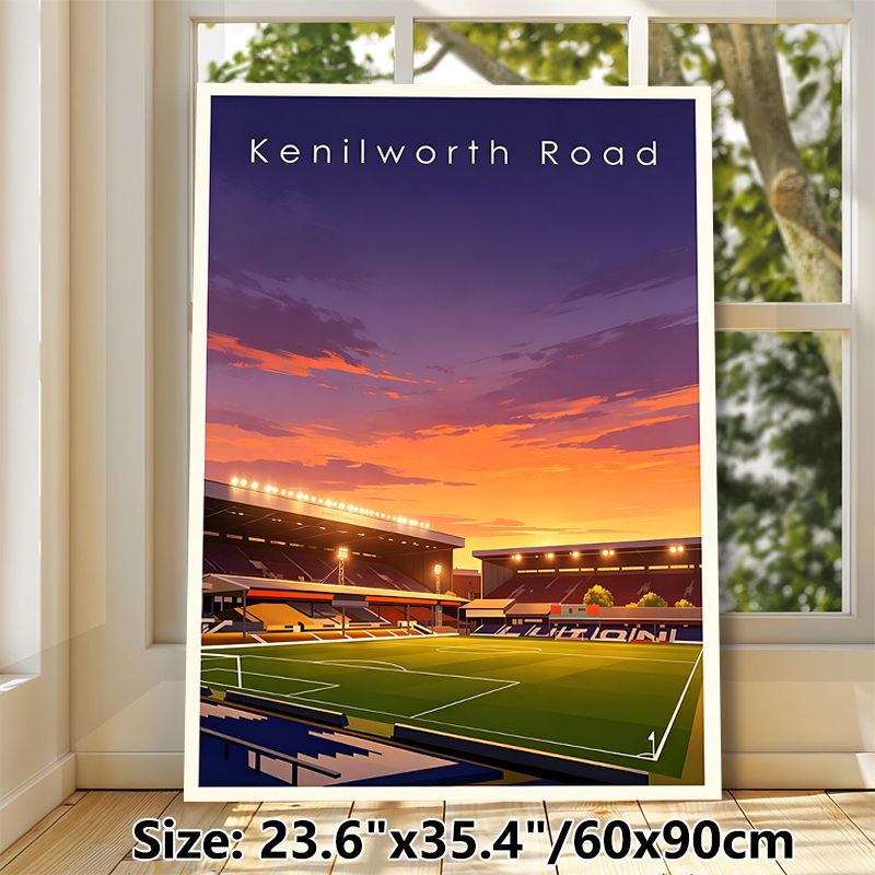 Kenilworth Road Football Stadium Painting Poster, Vibrant Sunset-toned Stylized Stadium Scene Poster, Eye-catching Sports-themed Decor Ideal For Home_maomaolike.com