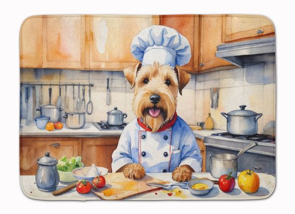 Wheaten Terrier The Chef Memory Foam Kitchen Mat Machine Washable Anti-Fatigue Mat Cushion Comfort Bath Mat Or Kitchen Rug_maomaolike.com