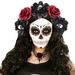 2pcs New Halloween Set Dark Lace Rose Necklace Horror Skull Hair Accessories Set COS Headwear_maomaolike.com
