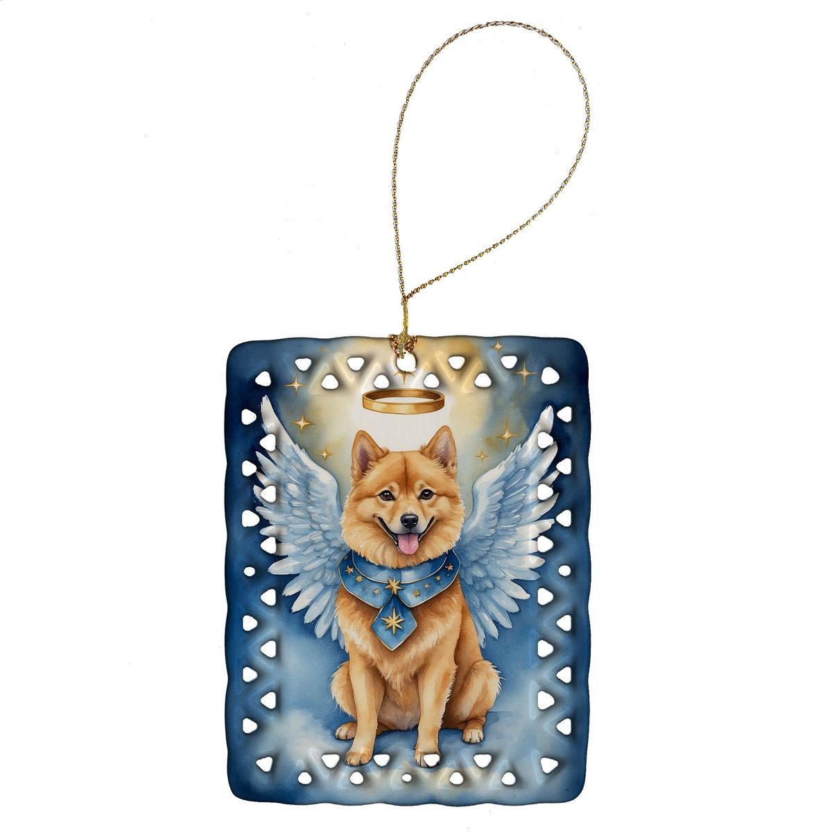 Finnish Spitz My Angel Porcelain Ornament Christmas Tree Hanging Decorations For Home Christmas Holiday, Rectangle, Gift, Multicolor_maomaolike.com