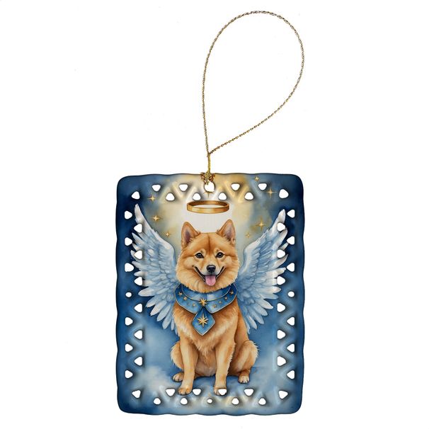 Finnish Spitz My Angel Porcelain Ornament Christmas Tree Hanging Decorations For Home Christmas Holiday, Rectangle, Gift, Multicolor_maomaolike.com