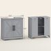 Farmhouse Pedestal Sink Storage Cabinet, Bathroom Sink Cabinet With 2 Barn Doors And Adjustable Shelf, Dark Gray_maomaolike.com