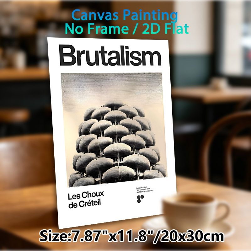 Brutalist Architecture Painting Poster, Monochrome Retro Les Choux De Créteil Building Poster, Distinctive Architectural Art Decor Ideal For Home_maomaolike.com