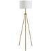 Homcom 59.75" Standing Floor Lamp Fabric Lampshade Steel Tripod, Gold_maomaolike.com