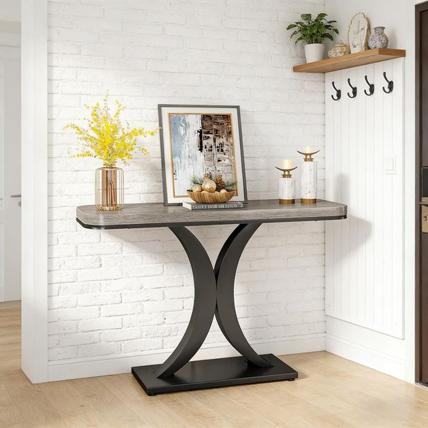 Compact Console Table,Modern Industrial Style Entryway Foyer Table,Sturdy Sofa Table_maomaolike.com