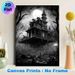Haunted House Themed Painting Poster, Monochrome Gothic Spooky Scene Poster, Eerie Atmospheric Decor Ideal For Home And Halloween Party Spaces_maomaolike.com