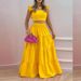 Women's Solid Color Mid-Waist Two Piece Set Sexy Strap Trendy Dress Spring/Summer Casual Ankle-Length Straight Skirt_maomaolike.com
