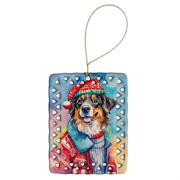 Australian Shepherd Christmas Porcelain Ornament Christmas Tree Hanging Decorations For Home Christmas Holiday, Rectangle, Gift, Multicolor_maomaolike.com