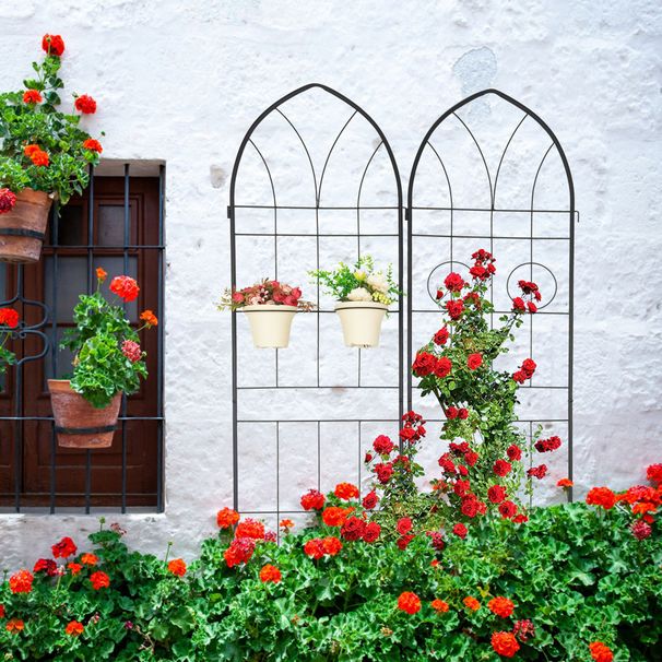 4 Pack Metal Garden Trellis 78.7" X 19.7" Rustproof Trellis For Climbing Plants Outdoor Flower Support Black_maomaolike.com