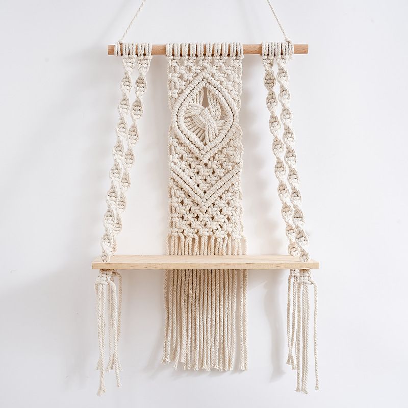 Cross-Border Hot Selling Hand-Woven Tapestry Cotton Rope Wall Bohemian Storage Rack Hotel Homestay Children's Room Hanging Decorat_maomaolike.com