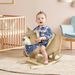 Baby Rocking Horse With Lullaby, Ride On Horse, Bear Themed Plush Animal Rocker With Pedals For Ages 18-36 Months, Easy To Assemble_maomaolike.com