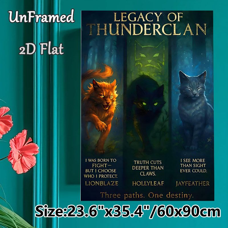 Warrior Cats Thunderclan Legacy Painting Poster, Mystical Dark-toned Fantasy Feline Poster, Captivating Clan-themed Artwork Ideal For Living Room_maomaolike.com