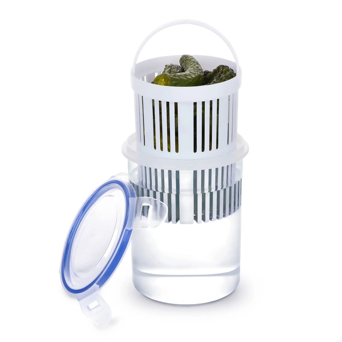 With Filter Food Storage Container Rack Pickle Olive Pepper Bucket Flap Jar With Leak-Proof And Lid_maomaolike.com