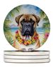 Bullmastiff Luau Large Sandstone Coasters Pack Of 4 Absorbent Round Coasters Decor Gifts For Men Or Women, 4 In, Multicolor_maomaolike.com