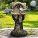 Concrete Bird House With Pedestal - Outdoor Concrete Bird House For Patio Backyard Patio Backyard Outdoor Garden Outside Decoration_maomaolike.com