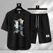 Men's Clothing Summer fashion brand new casual short sleeved sports five point pants two piece suit men's large size loose T shirt top_maomaolike.com