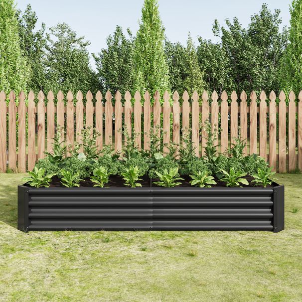 Raised Garden Bed Outdoor, 6×3×1ft , Metal Raised Rectangle Planter Beds For Plants, Vegetables, And Flowers - Black_maomaolike.com