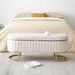 Storage Bench Bedroom Bench, Velvet Oval Upholstered End Of Bed Bench With Golden Metal Legs,50"Modern Storage Ottoman Bench For Bedroom, Living Room,Entryway,Window, Black_maomaolike.com