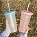 2/20pcs 24oz Reusable Party Cups With Straw & Lid Cute Bow Plastic Tumblers For Cold Drinks Home Office Outdoor Use_maomaolike.com