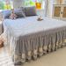 Korean Style Carved Milk Velvet Single Autumn Winter Thickened Skirt Warm Coral Fleece Bed Cover Three-Piece Set_maomaolike.com