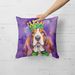 Basset Hound King Of Mardi Gras Throw Pillow Machine Washable, Indoor Outdoor Decorative Pillow For Couch, Bed Or Patio, 18Hx18W_maomaolike.com