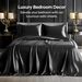 Satin Sheets Queen Size Bed Set, Black, 4 Pieces | Luxury Silky Bed Sheets, 15 Inch Deep Pocket, Similar To Silk, Soft And Cooling, Reduces Friction,_maomaolike.com