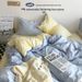 Solid Color Simple Four-Piece Brushed Ins Style Quilt Cover Dormitory Summer Washed Cotton Bedding Three-Piece Set_maomaolike.com