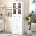 Tall Bathroom Storage Cabinet, Cabinet With Four Doors And Drawers, Adjustable Shelf, MDF Board_maomaolike.com