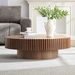 Modern Handcraft Drum Coffee Table Length 43.7 Inch Ellipse Coffee Table For Living Room,Oval Small Coffee Table With Sturdy Pedestal_maomaolike.com