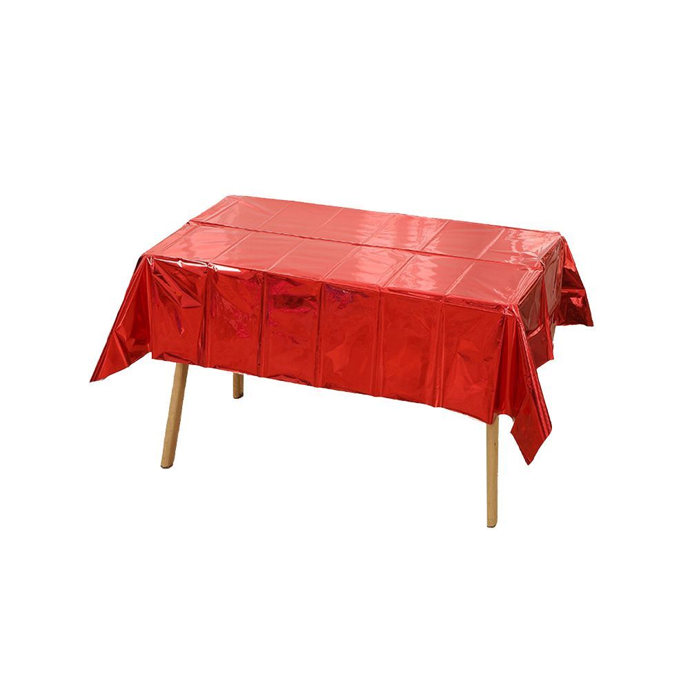 137 X 274cm Plastic Tablecloth Rectangle Table Covers Metallic Party Tablecloth Foil Table Cover For Birthday Wedding Christmas Red 12PCS_maomaolike.com