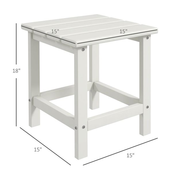 Adirondack Side Table, Square Patio End Table, Weather Resistant 15" Outdoor HDPE Table For Porch, Pool, Balcony, White_maomaolike.com