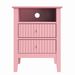 Fluted Night Stand Set Of 2, Wide Nightstand With 2 Drawers, 23" Tall Wood End Table With Storage, Modern Bedside Table With Golden Handle For Bedroom Living Room, Home Office, Pink_maomaolike.com