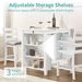 36" Modern Dining Table Set For 2 With Charging Station & 3-Tier Adjustable Storage | Space-Saving Kitchen Set With Upholstered Chairs For Small Spaces, Apartment,White_maomaolike.com