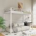 Metal Loft Bed Twin Size, Loft Bed Frame With Safety Guard Rails & Flat Ladder, Twin Loft Bed For Kids Teens Adults, White_maomaolike.com