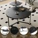 Modern Coffee Table With Two Display Shelves, Black Marble Surfaces, Tripod-inspired Base,Rounded Tabletop Edges_maomaolike.com