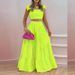 Women's Solid Color Mid-Waist Two Piece Set Sexy Strap Trendy Dress Spring/Summer Casual Ankle-Length Straight Skirt_maomaolike.com