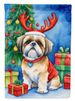 Shih Tzu Christmas Reindeer House Flag Large Porch Sleeve Pole Decorative Outside Yard Banner Artwork Wall Hanging, Polyester, House Size, Multicolor_maomaolike.com