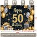 50th Birthday Party Banner - 2D Flat Polyester Backdrop, Wall Hanging Photo Props, Celebration Party Decor_maomaolike.com