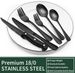 24-Piece Black Silverware Set with Steak Knives, Black Flatware Set for 4, Food-Grade Stainless Steel Tableware Cutlery Set,_maomaolike.com