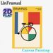 Bauhaus Style Abstract Bicycle Painting Poster, Minimalist Geometric Color-block Poster, Sleek Artistic Wall Decor Ideal For Living Room, Office_maomaolike.com