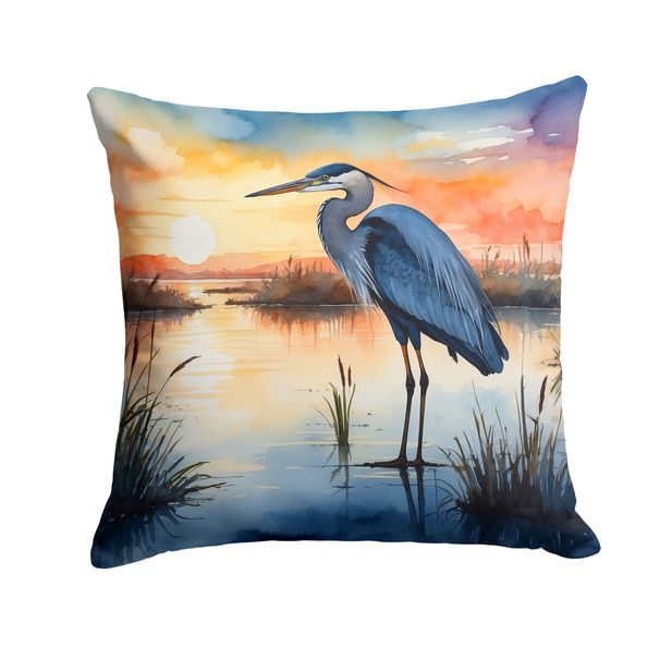 Blue Heron Setting Sun Throw Pillow Machine Washable, Indoor Outdoor Decorative Pillow For Couch, Bed Or Patio, 14Hx14W_maomaolike.com
