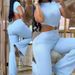 Women's clothing sexy round neck backless slim fit butt lift solid color bootcut jumpsuit sportswear_maomaolike.com