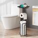 Toilet Paper Holder Stand Tissue Paper Roll Dispenser With Shelf For Bathroom Storage Holds Reserve -Black_maomaolike.com