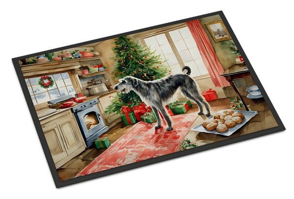 Irish Wolfhound Christmas Cookies Doormat Front Door Mat Indoor Outdoor Rugs For Entryway, Non Slip Washable Low Pile, 24H X 36W_maomaolike.com