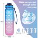 1L Straw 32oz Bottle With Time Marker Motivational Tritan, Bpa Free Leak Proof Water Cup With Brush_maomaolike.com
