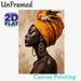 African Woman Portrait Painting Poster, Vibrant Textured Oil Style Poster, Elegant Figure In Orange Headwrap With Golden Jewelry, Artistic Cultural_maomaolike.com