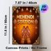 Mehendi Station Themed Painting Poster, Ornate Traditional Indian Style Poster, Features Intricate Henna Art & Golden Decorative Elements, Ideal For_maomaolike.com