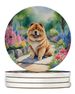 Chow Chow Spring Path Large Sandstone Coasters Pack Of 4 Absorbent Round Coasters Decor Gifts For Men Or Women, 4 In, Multicolor_maomaolike.com