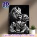 Lion Family Painting Poster, Monochrome Realistic Lion Group Portrait Poster, Warm Wild-themed Decor Ideal For Living Room, Office_maomaolike.com